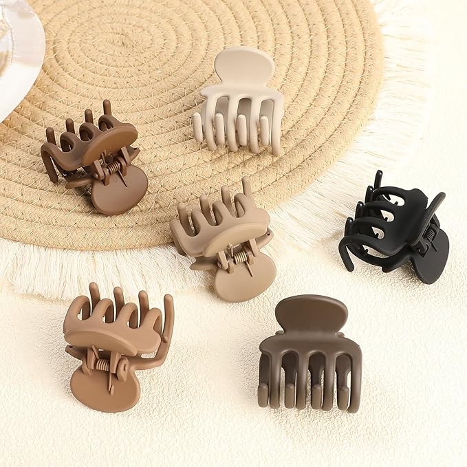 6 Pcs Hair Clips Small Claw Clips for Thin Hair Medium Matte Non-slip Hair Accessories for Women and Girls (Coffee Brown)