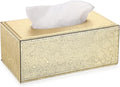 Sumnacon Rectangular Tissue Box Cover - Stylish Tissue Box Holder with Magnetic Bottom, Decorative Tissue Box for Vanity Dresser Night Stand Table Countertop (Gold, Medium)