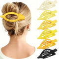 Flat Hair Clips for Women - 6 PCS French Flat Claw Clips Medium Hair Clips for Girls Large Hair Claw Clips for Thick or Thin Hair Strong Hold No Slip Hair Accessories for women (Yellow)