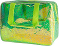 Holographic green Clear Star Large Cosmetic Bag and TPU Travel Pouch with Handle,Durable Material,Zipper Design-Ideal for Makeup,Travel Essentials (Holographic green+stars)