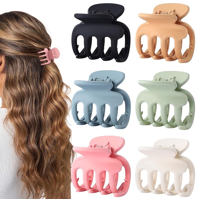 6 Pcs Hair Clips Small Claw Clips for Thin Hair Medium Matte Non-slip Hair Accessories for Women and Girls (Colorful)