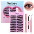 DIY Eyelash Extensions Kit False Eyelashes Lash Clusters Volume Lashes Thick Fluff Individual 140pcs Cluster Voluminous C Curl Wispy Fake Faux Mink for Dramatic Look Bond Seal Tweezer (8-15mm)