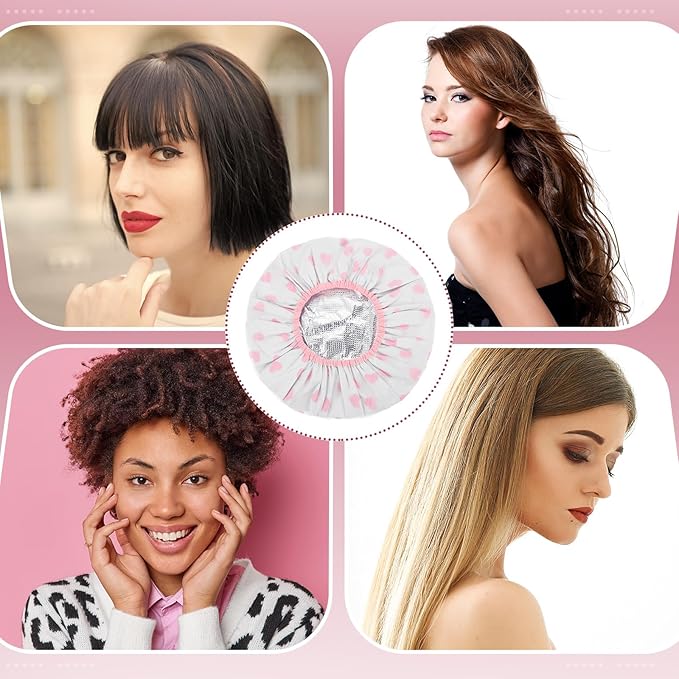 2 Pcs Deep Conditioning Hair Cap, Double Layer Heat Cap Steam Cap Processing Caps Shower Cap for Natural Hair Deep Conditioning