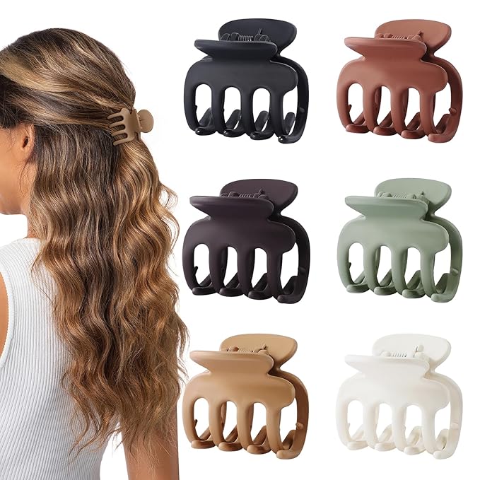 6 Pcs Hair Clips Small Claw Clips for Thin Hair Medium Matte Non-slip Hair Accessories for Women and Girls (Brown)