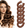 Heatless Curlers, Heatless Curls Overnight Set for Women, Soft Hair Curlers to Sleep In, Jumbo No Heat Hair Curlers Set with Headscarf and Hook for Long Hair - 6Pcs DarkBrown