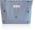 Wudygirl Cute Makeup Bag for Women - Travel Cosmetic Bag with Zipper Makeup Pouch Floral Make up Organizer Handbag Aesthetic (Navy BLue Checkered)