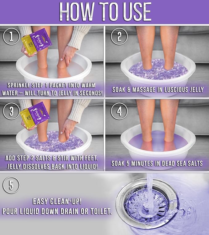 SOO Jelly Pedicure Packs - Pedicure Foot Soak For Feet - Moisturizing Jelly Spa Pedi Soak - Foot Spa Bath Soak For Soaking - Pedicure Foot Gel (Lavender)