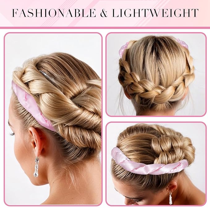 Heatless Curling Rod Headband, Heatless Hair Curler Heatless Curls Overnight for Short Long Hair No Heat Overnight Curls with Thin Curlers to Sleep In for Short Hair (Pink)