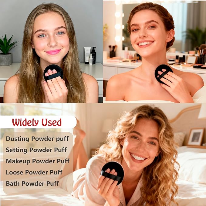Body Powder Puff Extra Soft Large 3.95" Dusting Powder Puff for Women Bath and Face Makeup Setting Powder Applicator - Perfect for Talcum or Loose Powder, Big Beauty Sponge