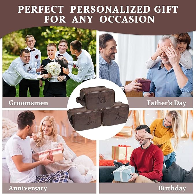 Janhavi Large Mens Toiletry Travel Bag, Customized Gifts for Men, Waterproof Travel Toiletries Bag, Makeup Organizer Travel Bag, Men's Accessories Organizer, Travel Essentials Men (Dark Brown S)