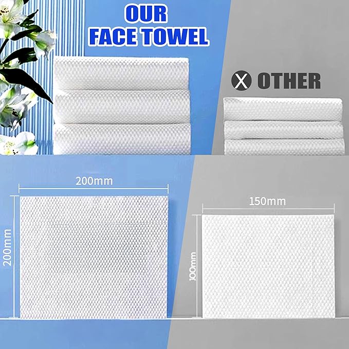 400 Count Disposable Face Towel, Dual-Textured Clean Wipes – Dry/Wet Use, Ultra-Soft Facial Towels, Lint-Free Face Towel Disposable for Women Cleansing, Makeup, Travel
