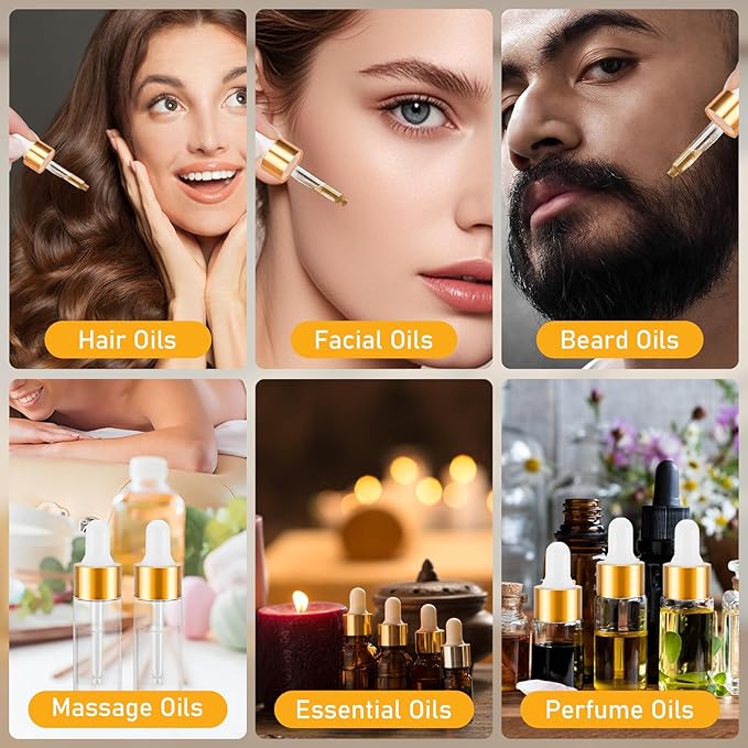 20 Pack Mini Dropper Bottle for Cuticle Oil, 3ml Small Sample Essential Oil Dropper Bottles for Travel, Clear Empty Vails for Cosmetic Perfume