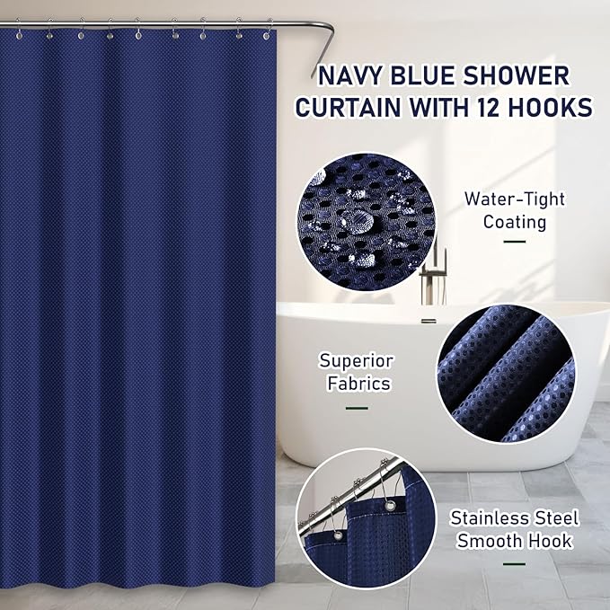 Bathroom Accessory Set - Bathroom Set, 12PC Bathroom Accessories Set, Navy Blue Bathroom Accessories Set, Mini Trash Can, Toilet Brush, Trash Can & Soap Dispenser