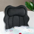 Bath Pillow for Tub, 4D Air Mesh Breathable Fabric, Soft Supportive Bathtub Cushion for Head Neck Back, Ergonomic Spa Pillow with Strong Suction Cups, Quick-Drying, Machine Washable (Black)