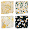 Abbylike 4 Pcs Small Makeup Bag Corduroy Cosmetic Pouch with Zipper Portable Little Bags for Purse Mini Pouch Cute Makeup Purse for Coin Essentials Items Women(Embroidery)