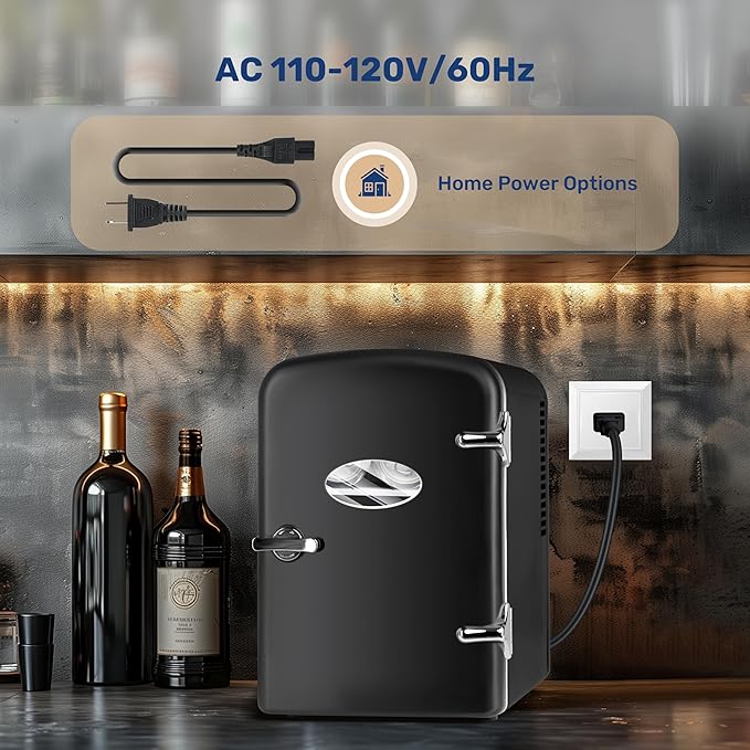 YSSOA Mini Fridge with Observation Window 4-Liter Six 12 oz Cans Portable Warmer & Cooler Compact Refrigerator, 100% Eco Friendly and Freon-Free, 4L with window, Black