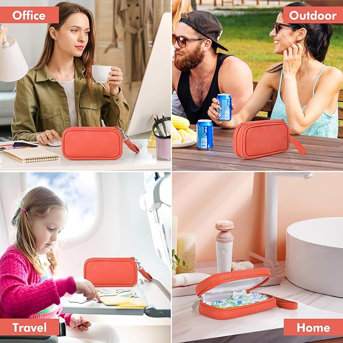 Portable Tampon Organizer - Beige PU Pouch with Handle & Zipper for Women's Period Bags