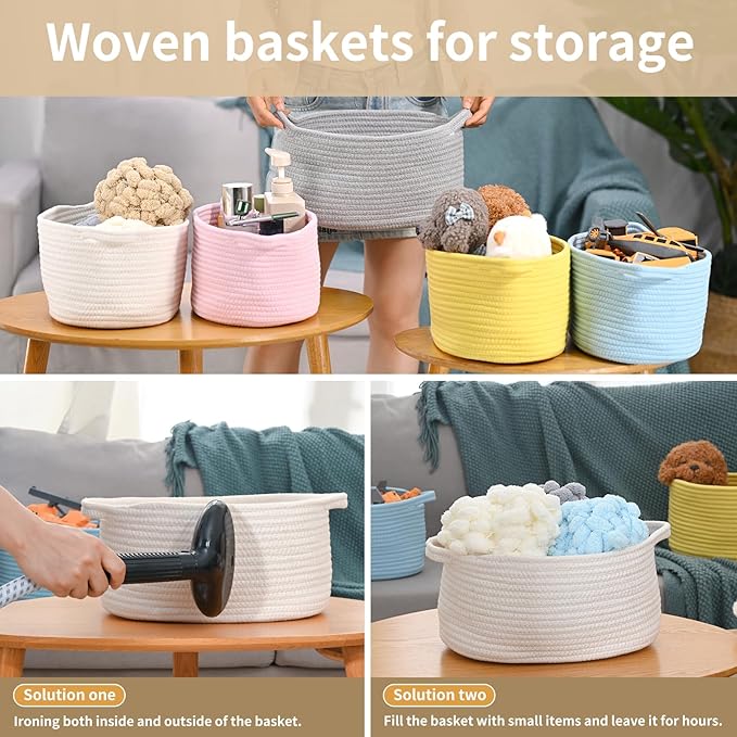 Cute Woven Easter Basket with Handle, Baskets for Gifts Empty, Present Containers for Raffle Baby Shower Burr Basket, Decorative Organizer Box for Storage Baby Toy, 13" D x 8" W x 6" H