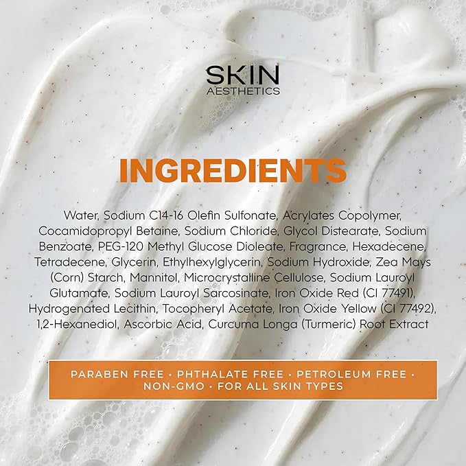 Vitamin C & Turmeric Face Scrub – Gentle Exfoliator For Dark Spots, Uneven Tone & Glowing Skin – Dermatologist Tested, Anti-Aging, Korean Skin Care – Clean Beauty, Vegan – 6.76 Fl Oz