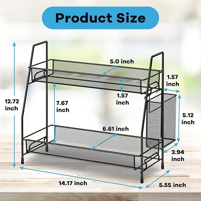 Bathroom Organizer Countertop, Spice Rack Organizer for Cabinet,Bathroom Counter Organizer, Kitchen Countertop Organizer (Pack of 2)
