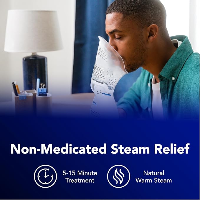 Vicks Sinus Inhaler, New & Improved Non-Medicated Steam Inhaler for Sinus Relief, Allergies, Congestion & Colds, Vocal Steamer, Soothes Nasal & Throat Passages, Works with VapoPads (1 Included)