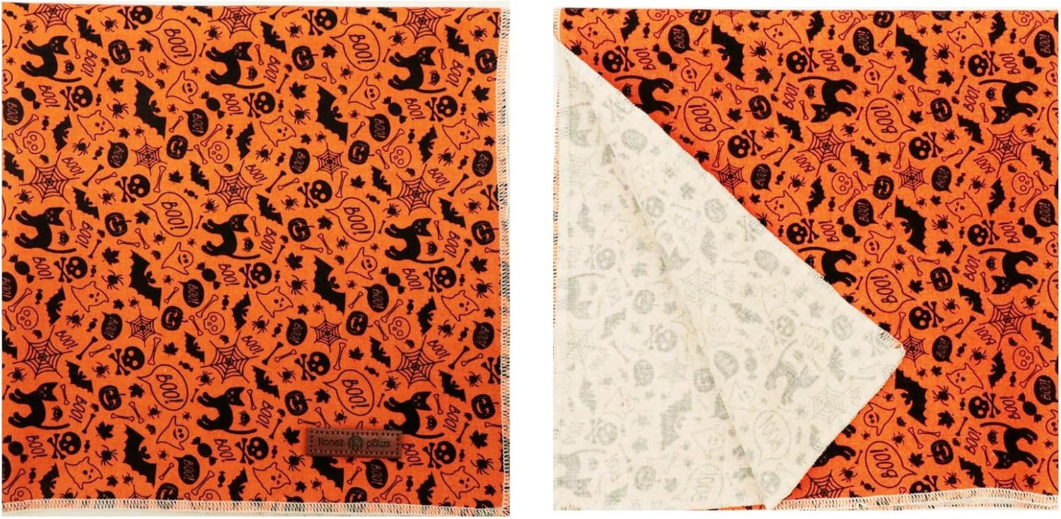 Lionet Paws Halloween Dog Bandana,Fabric Black Bat Dogs Kerchief for Medium Large Dogs,Dog Cotton Triangle Bibs Scarf for Girl Boy