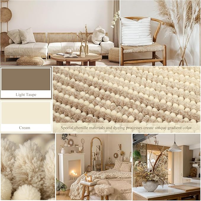 BSICPRO Large Bathroom Rug, Non Slip 24 x 70 Inches Water Absorbent Chenille Bath Runner Rug Floor Mat Machine Washable (Tan)