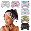 Tobeffect Extra Wide Turban Headbands for Women, 7'' Large Wide Headband for Nursing Cute Printed Nurse Head Bands Twisted Knotted Hairbands Non Slip Cloth Headbands for Women Hair Accessories 6 Pack