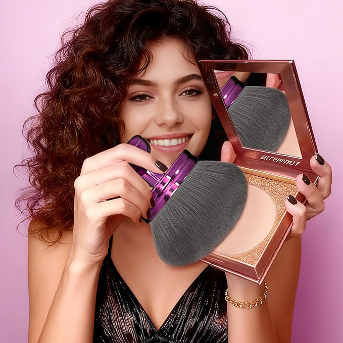 Blend & Blur Extra Large Body Makeup Brush for Self Tanner,Leg Makeup & Bronzer Self Tan Back Applicator, 76mm Wide Round Head Kabuki Brush For Application with Protective Case (Purple)