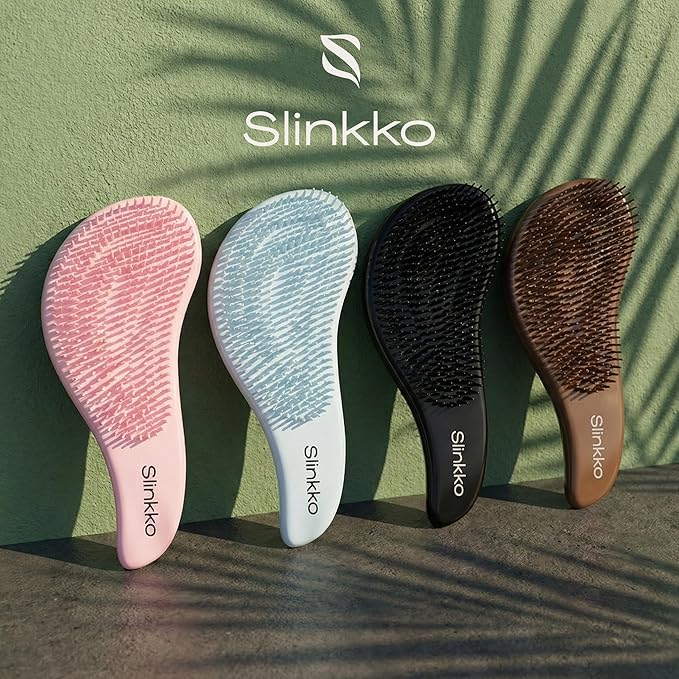 Wave Detangling Brush for Wet & Dry Hair, Dual Flexible Bristles, Anti-Breakage Hair Brush for Curly, Thick & Fine Hair, Women & Kids – Rose Clay