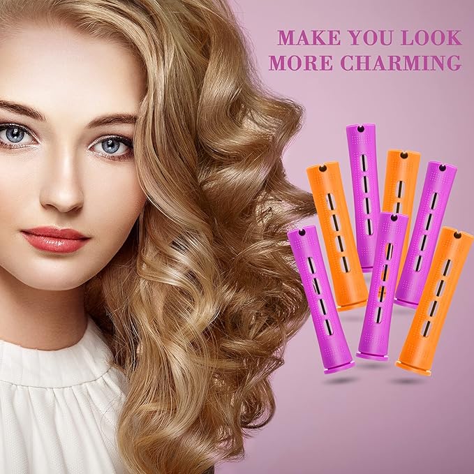 WILLBOND 36 Pieces Cold Wave Rod Hair Perm Rods Hair Rollers Perming Curlers with Steel Rat Tail Comb for Hairdressing Styling