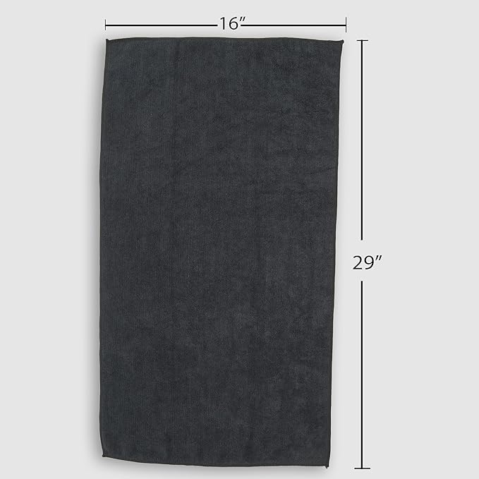 Fromm Softees Microfiber Hair Towels, Absorbent Salon Hair Towels for Hairstylists, Barbers, Spa & Gym, Fast-Drying, Ultra-Soft, Lint-Free, Multi-Purpose Towels, 16" x 29"- 10-Pack - Black