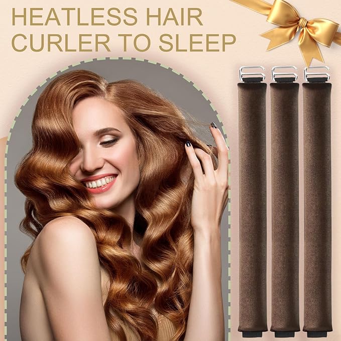 Heatless Curling Kit: Headband Curler, Curling Ribbon with Hook for Overnight Sleep Styling - Easy to Use Red