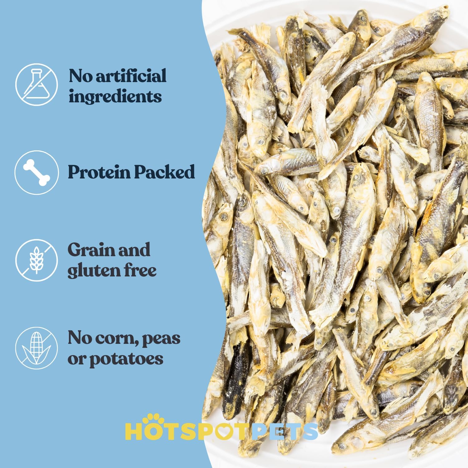 hotspot pets Freeze Dried Minnows Treats for Cats & Dogs (1 Pound Bag Over 1800 PCS!) (Made in USA) All Natural, High Protein, Rich in Omega-3s, Grain-Free,Perfect for Training, Topper or Snack