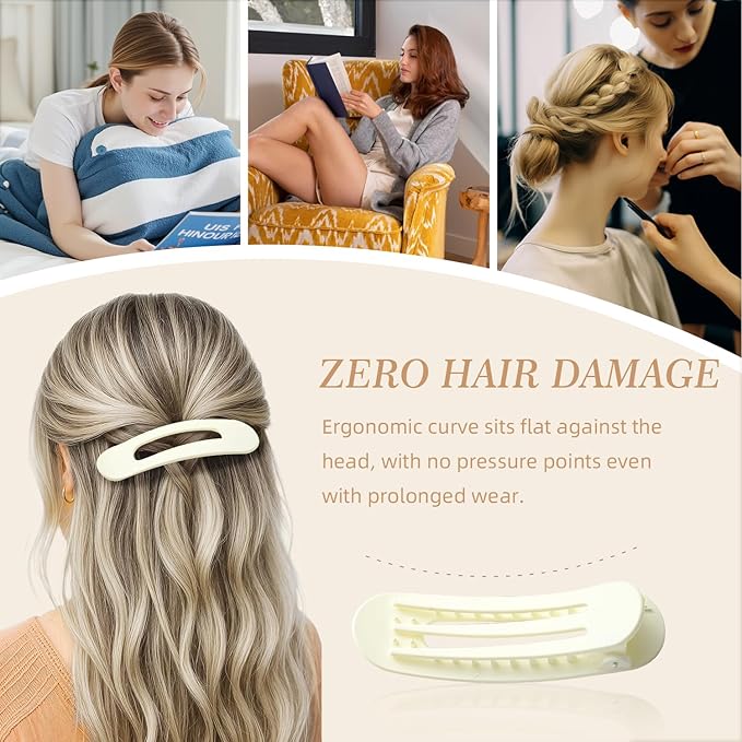 8PCS Flat Hair Claws Matte Non-Slip Clips for Women, Strong Hold Hair Accessories for All Hair Types, Daily Wedding Party Date Beach Use (Style6(Flat))
