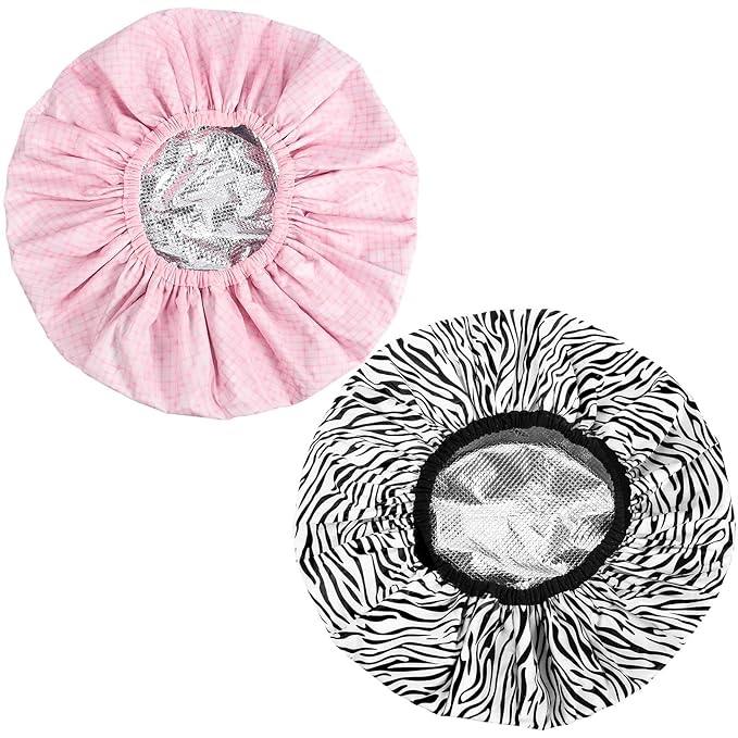 2 Pcs Double Layer Deep Conditioning Cap, Large Heat Cap Shower Cap Steam Cap Processing Caps for Long Thick Hair