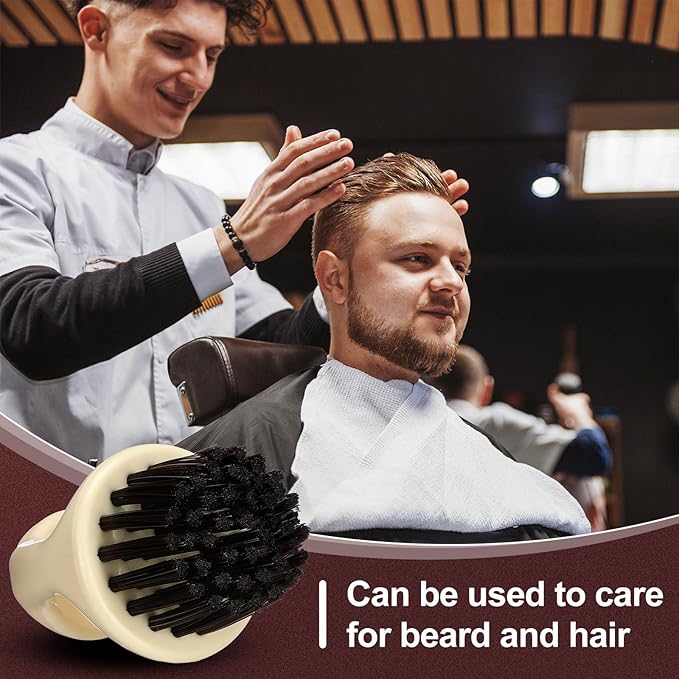 4 Pcs Knuckle Brush for Men Barber Brush, Fade Brushes, Face and Neck Brushes, Mustache and Hair Supplies, Essential Barber Tool for Professional Barbering and Grooming Services(Beige)
