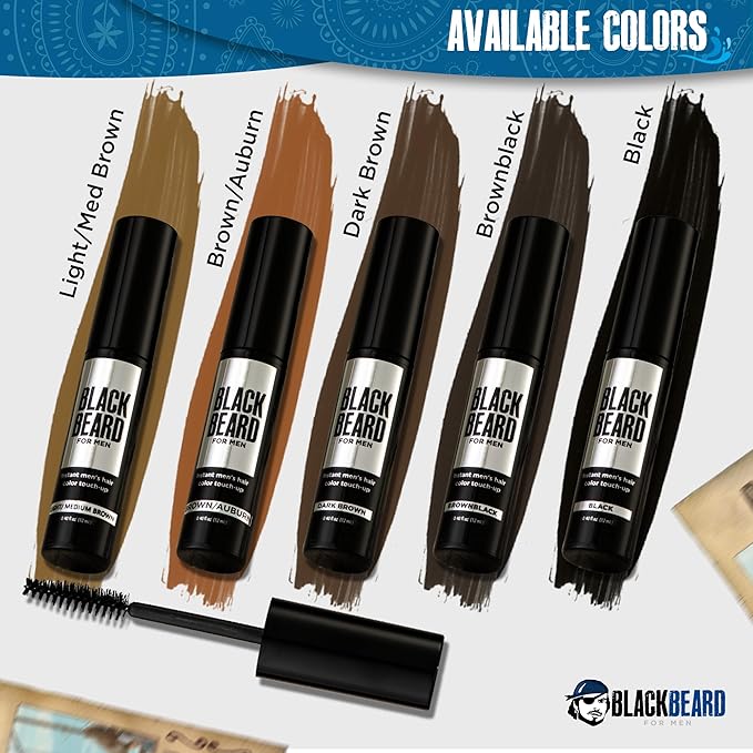 Blackbeard for Men Beard Color – 1-Day Beard, Mustache, Eyebrow, Sideburns Color – Temporary Facial Hair Tint - Hypoallergenic Beard Dye Alternative – Up to 45 applications – Dark Brown, 6 Pack