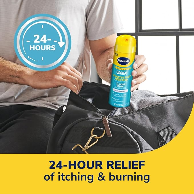 Dr. Scholl's ODOR-X ATHLETE'S FOOT MEDICATED LIQUID SPRAY, 5.3 oz // 24-Hour Relief of Itching & Burning, Instantly Cools, Cures & Prevents Most Athlete's Foot, Destroys Odors Instantly