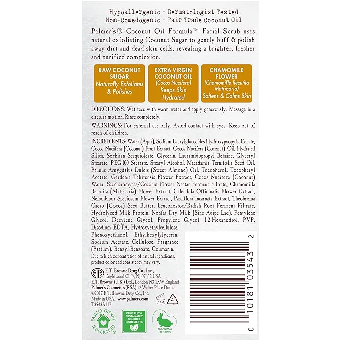 Palmer's Coconut Sugar Facial Scrub 3.17 Ounce (Pack of 2)