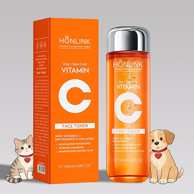 Vitamin C Hydrating Face Toner 130ml, Gentle Daily Toner with Niacinamide & Hyaluronic Acid, Alcohol-Free Skin Care for All Skin Types, Valentine’s Day Gift for Her