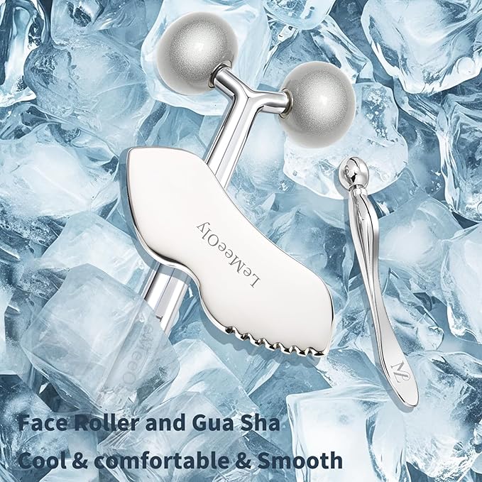 2Pcs Gua Sha Facial Tools Stainless Steel, Detailer GuaSha Set for Face Neck, Natural Skin Care Metal Gua Sha Lymphatic Drainage Face Massage Tool, Gift for Women (Detail Guasha Set)