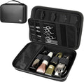 Boobowl Hard Travel Case for Hair Clippers, Hair Cutting Barber Supplies Organizer Bag, Trimmer Storage Holder for Ufree/for Wahl Men Razor Guard Grooming Kits -Box Only (Black+Silver Zipper)