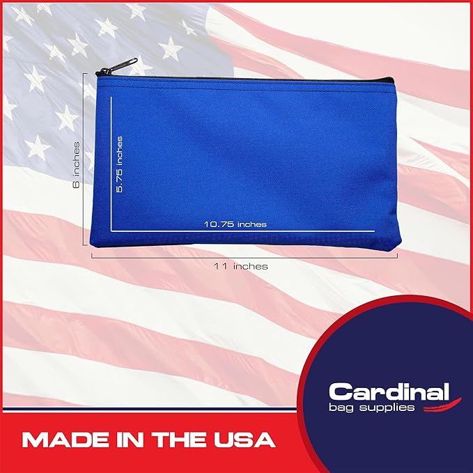 Multipack of 2 Compact Zipper Cloth Pouches, Zipper Bag, Travel Toiletry, Cosmetics, Stationary Case, 11 x 6 inches (Royal Blue)
