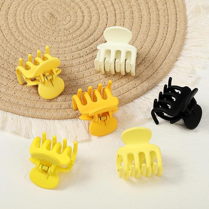 6 Pcs Hair Clips Small Claw Clips for Thin Hair Medium Matte Non-slip Hair Accessories for Women and Girls (Yellow)