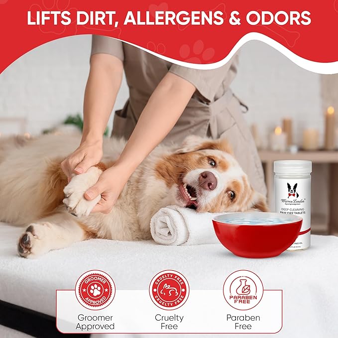Warren London Deep Cleaning Paw Soak & Spray Combo | Soothes Itchy Paws with Seaweed, Tea Tree Oil & Aloe Vera | Anti-Lick Treatment | 12 Tablets + Deep Clean Paw Spray | Groomer-Approved Relief