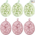 Boao 6 Pcs Bath Shower Pouf Sponge Mesh Pouf Shower Ball Exfoliating Body Sponge Pad Scrubber Glove with Flower Bath Ball (Green,Light Pink)