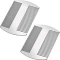 Boao 2 Pcs Metal Hair Combs for Women Men Stainless Steel Beard Mustache Comb Credit Card Size Lice Wallet Pocket Fine Cutting Teasing Barber Hair Styling Dandruff Remove Dreadlock(Silver)
