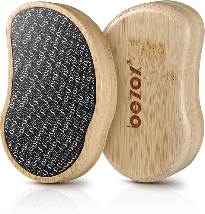 BEZOX Nano-Glass Pumice Stone for Feet Dead Skin, Eco-Friendly Pedicure Foot File Callus Remover - Bamboo Handle
