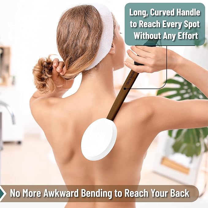 Slick- Lotion Applicator, 17 Inch, White, Back Applicator Lotion, Certified Organic, Easy Reach Washable, Self Tanner for All Skin Tone